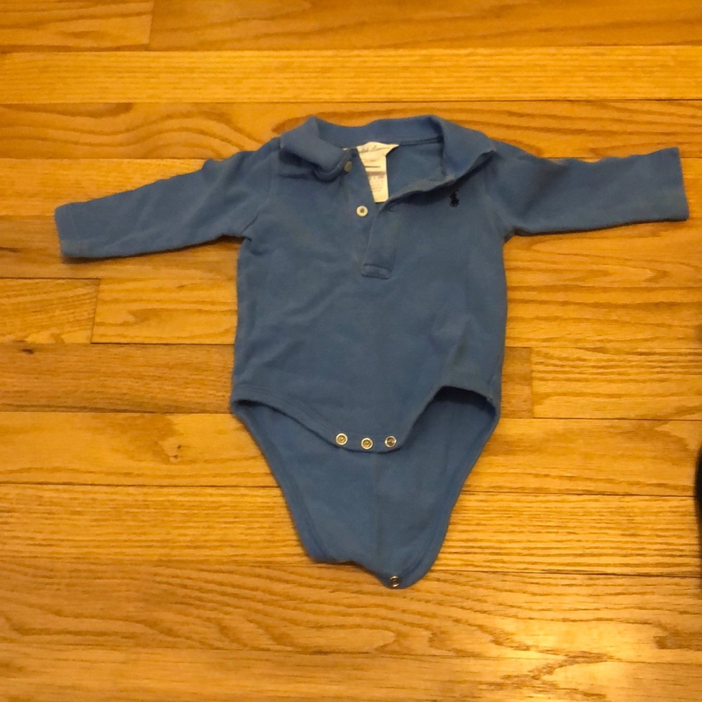Ralph Lauren blue king sleeves 6m baby onesie